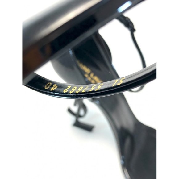 SAINT LAURENT Opyum YSL Black Logo-Heel Sandals - Picture 8 of 10